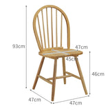 Lot de 2 chaises de salle à manger en bois massif de style campagnard avec dossier pour maison, cuisine, restaurant et bistrot, finition naturelle