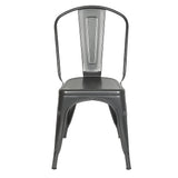 Supfine Chaise de Salle à Manger Lot de 4 Industrielle Vintage Tabouret de Cuisine avec Dossier Hauteur d'assise 44cm, Chaises Empilables Metal pour Intérieure et Extérieure Jardin Bistrot