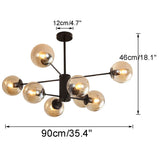 DRYIC Lustre, Lustre Suspension Globes En Verre Spoutnik Suspension Pour Îlot de Cuisine Salon Chambre Salle À Manger/Amber/8-