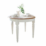 Loberon Table à manger Pinecrest, style maison de campagne, design rond, flexible, extensible grâce à 2 plaques supplémentaires, charme rustique, table de salle à manger, bois de sapin, bois de