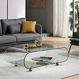 Table de canapé Table basse mobile en verre avec roulettes, table d'appoint décorative moderne et transparente, table à thé rectangulaire for salon, salle de bain, chambre et bureau Table côté thé ( C