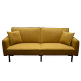 AltoBuy KONAE - Canapé Convertible Bois d'Eucalyptus Velours Ocre