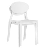 Homestyle4u Lot de 4 chaises de Jardin Blanches, chaises de Cuisine en Plastique, chaises empilables, Chaise de Balcon, Chaise d'extérieur