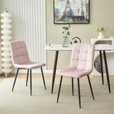 Ensemble de table à manger ronde en bois avec chaises de salle à manger en velours 4 pièces pour petite salle à manger pour la maison, la cuisine, le bureau, la réunion, le café, couleur ros