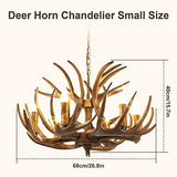 LFONDIGE Lustre en Bois de cerf à 6 lumières, Petit Lustre Rustique en résine, Suspension Vintage en Bois de cerf pour Chambre, bébé ou Balcon (Lustre en Bois de cerf Marron à 6 lumières