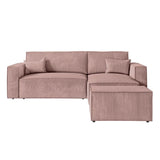 Paris Prix - Canapé d'angle Convertible & Pouf Mollie 269cm Vieux Rose