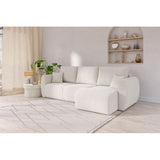 BAÏTA Canapé d'angle REFA Convertible Tissu Bouclette Blanc