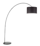 Lampadaire à arc modèle 6304N Perenz Cette lampe de sol est fabriquée avec un cadre en métal peint blanc et abat-jour en tissu Noir