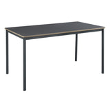 [en.casa] Table de Salle à Manger avec Plateau Rectangulaire Table à Manger Élégante pour Salon Cuisine Bureau MDF Acier 140 x 80 x 75 cm Gris Effet Chêne Noir