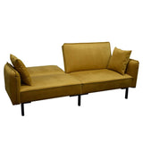 AltoBuy KONAE - Canapé Convertible Bois d'Eucalyptus Velours Ocre