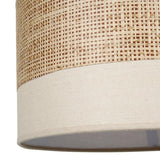 Suspension bi-matière tissu beige et rotin - Beige