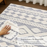 payé Tapis de salon Tapis Sol - poils longs - Boho - Gris pastel - 160 x 230 cm - Uni - Motif losange moderne chiné - Scandinave moelleux et doux - Décoration de chambre à coucher