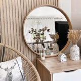 MOBILI FIVER, Miroir Rond Olivia, diamètre 64, Bois Rustique, Made in Italy
