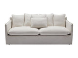 Vente-unique - Canapé 3 Places en Lin et Tissu chiné Blanc MASLINO de Maison Céphy
