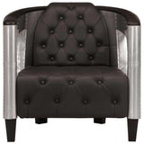 vidaXL Fauteuil en Style d'Aviation Chaise de Chambre à Coucher Siège de Salon Meuble Mobilier de Salon Maison Intérieur Salle de Séjour Noir Cuir Véritable