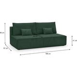 HOMIFAB Canapé Convertible 3 Places avec Coffre de Rangement en Velours côtelé Vert foncé - Milla
