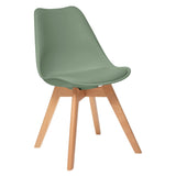 Atmosphera Créateur d'Intérieur - Chaise Baya Vert Kaki - Plastique et Hêtre - Salle à Manger, Cuisine, Bureau, Salon - Confortable Coussin Intégré
