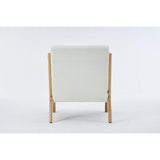 HOMIFAB Fauteuil en Bois et Tissu Bouclette écru - Lanna