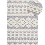payé Tapis de salon Tapis Sol - poils longs - Boho - Gris pastel - 160 x 230 cm - Uni - Motif losange moderne chiné - Scandinave moelleux et doux - Décoration de chambre à coucher