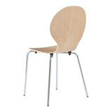 [en.casa] Lot de 4 Chaises de Salle à Manger Ensemble de 4 Chaises Confortables pour Salon Bureau Capacité 150 kg Contreplaqué de Bouleau Métal 85 x 48 x 50 cm Naturel Chrome