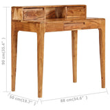 RAUGAJ Bureau d'écriture avec tiroirs en bois massif 88 x 50 x 90 cm, matériau de l'article : bois d'acacia massif