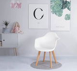 GrandCA HOME Lot de 4 Chaises de Salle à Manger Fauteuils avec Pieds en Bois, Siège en Polypropylène Premuim, Chaises de Cuisine avec Accoudoir pour Salon, Salon Bureau (4, Blanc)