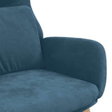 fadaoet Fauteuil relax en velours bleu avec cadre en métal, rembourrage épais pour salon et chambre à coucher, fauteuil salon confortable avec accoudoirs, bois d'hévéa solide, charge maximale 110 kg