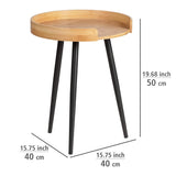 WENKO Petite table basse ronde, table d'appoint bout de canapé bois, pied métal noir, Bois Bambou, Ø 40 x 50 cm