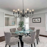 Lustre De Ferme Noir Mat Luminaire Plafond 8 Grands Lustres Industriels Rustiques Ø95cm Pour Salle À Manger Plafonnier Bougie Pour Salon Chambre Cuisine Îlot Foyer