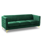 Mobilier-Deco Romance - Canapé capitonné 3 Places en Velours Vert