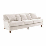 Loberon Canapé Isa - Bois d'hévéa, Velours de Polyester, Bois de pin - H/L/P env. 80/224 / 95 cm - crème, crème
