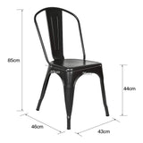 Supfine Chaise de Salle à Manger Lot de 4 Industrielle Vintage Tabouret de Cuisine avec Dossier Hauteur d'assise 44cm, Chaises Empilables Metal pour Intérieure et Extérieure Jardin Bistrot