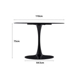 HJhomeheart Table à manger de cuisine ronde, table de loisirs moderne, ensemble de table à manger pour cuisine, salle à manger et bureau, noir, diamètre 110 x 75 (H) cm