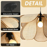 meibeileil Suspension Rotin Vintage,Fleur CréAtive Lustre Rotin, Luminaire En Bambou Tressé Max 60W, Pour Salon Chambre Cuisine Couloir (60CM)