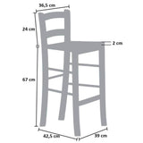Chaise Tabouret en Bois Massif H 67 cm Brut à Peindre Neuf déjà monté