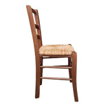 okaffarefatto Zimbardi Chaise en bois massif avec assise en paille de riz couleur noyer foncé