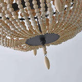 WANQINV Lustre en Perles de Bois de Style bohème Suspension Semi-incrustée de Perles de Bois Faites à la Main Salle à Manger Salon Chambre Plafonnier Suspension E27 3- Lumières 14,97 "D X 21,67" H