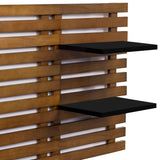 IDMarket - Tête de lit en Lattes AVA 240 CM Bois Vieilli et étagères Noires
