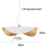 COCOL Lustre LED Lampe Suspendue Feuille D'or Suspendus Lumières Chapeau En Or Noir Lustre Lampe Ligne Suspendue Hauteur Réglable Intégré Restaurant Salon Hôtel Café Bar 11 W (White)