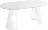 WFL GROUP Table à Manger Ronde Extensible Style Loft – 120 à 200 Cm – Design Industriel avec Pieds en Métal Blanc, Gain De Place pour Salon Ou Salle à Manger – Blanc