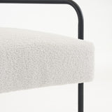 Mingone Fauteuil Salon Design Fauteuil Laine en Métal avec Dossier Confortable Chaise D'appoint avec Accoudoirs Chaise Rembourré pour Salon Chambre, Blanc