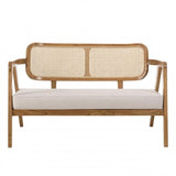 MACABANE Will - Canapé Flores 2 p. en Teck Dossier cannage Naturel Coussin Gris