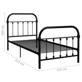 vidaXL Cadre de Lit Sommier à Lattes Lit Simple Lit Adulte Cadre à Lattes sur Pied Chambre à Coucher Maison Intérieur Noir Métal 100x200 cm