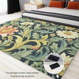 Générique Tapis de Salon 160 x 230 cm Tapis Poil Court Fin Doux Léger Résistant, Vignes Vintage Super Doux Fleurs Vigne Feuilles Vert Foncé pour Salle à Manger et Bureau Chambre Cuisine