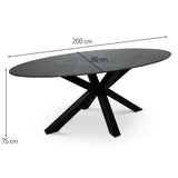 Milton & Oldbrook Table de Salle à Manger 200 cm Avila Céramique Noir