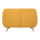 Miliboo Canapé scandinave déhoussable 2 Places en Tissu Effet Velours Jaune Moutarde et Bois Clair YNOK