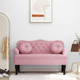 vidaXL Banc avec Coussins, Canapé avec Accoudoir et Dossier, Banquette avec Pieds en Bois, Siège de Salon Salle de Séjour, Rose Velours