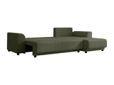 Vente-unique - Canapé d'angle Convertible et réversible en Velours côtelé Vert Kaki NESSARO