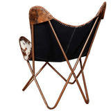 vidaXL Chaise Papillon Marron et Blanc Cuir de Vache, Fauteuil, Chaise Longue, Chaise Papillon en Cuir, fauteuils, chaises Longues