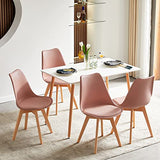 EGGREE Lot de 4 Chaise Salle à Manger Scandinaves SGS Tested Chaise Rembourrée de Cuisine Rétro Chaise de Bureau avec Pieds en Bois de Hêtre Massif, Rose Fumé